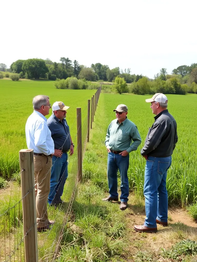 A photograph of ACCA members collaborating with local farmers to manage wildlife damage to crops, showcasing their commitment to community benefits and agricultural support.